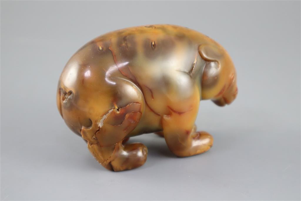 A Chinese chalcedony figure of a standing bear, 10cm